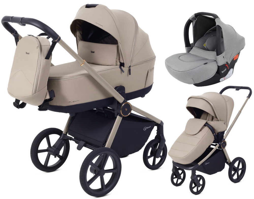 Детская коляска Rant Flex Therm Soft 3 в 1 с автокреслом Cruise Grey Sandy Beige