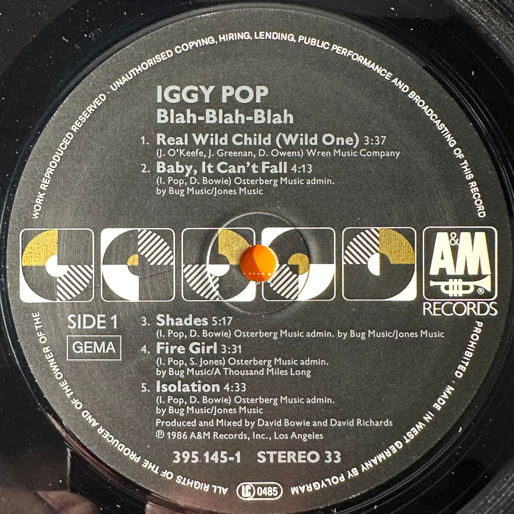 Iggy Pop ‎– Blah-Blah-Blah (Германия 1986г.)
