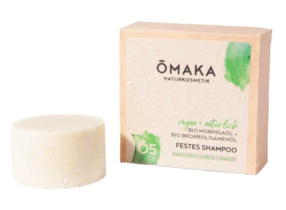 Твердый шампунь с маслом моринги и маслом семян брокколи OMAKA Naturkosmetik, 55 гр