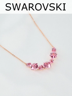 Колье дуга Мираж с розовыми кристаллами Swarovski