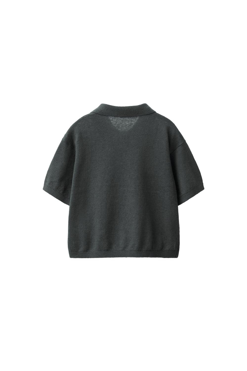 ZARA ТРИКОТАЖНОЕ ПОЛО ИЗ ХЛОПКА И ЛЬНА, СВИНЦОВЫЙ