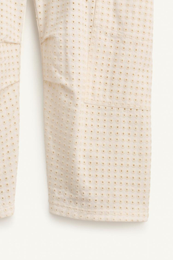 ZARA БРЮКИ-КАРГО СО СКЛАДКАМИ ИЗ 100% ХЛОПКА, ЭКРЮ