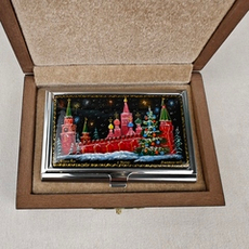 Визитница "Кремлевская елка" (роспись Палех)