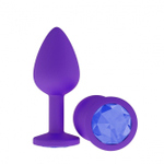 Средняя фиолетовая пробка с синим кристаллом ONJOY Silicone Collection (Цвет: фиолетовый с синим)