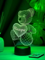 Ночник "Именной мишка Нигора" - подарок девушке