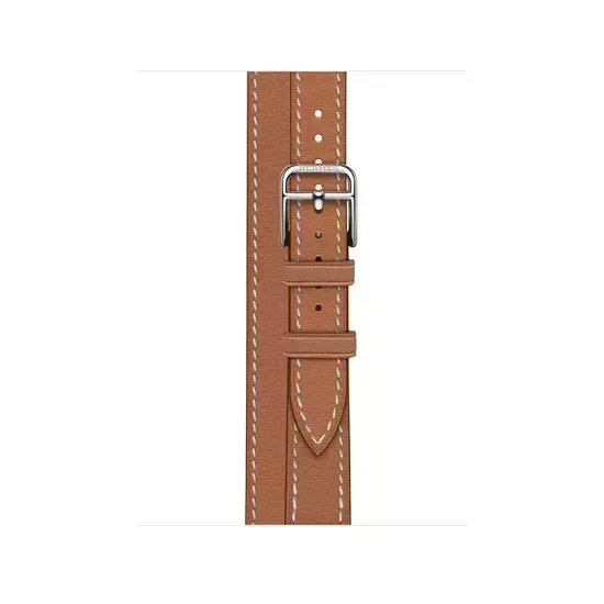 Apple Watch Hermès Series 9 41mm Silver Stainless Steel Case with Attelage Double Tour Gold