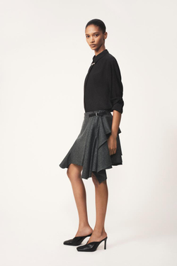 ZARA ЮБКА В ПОЛОСКУ С ШЕРСТЬЮ — THE ITEM, СЕРЫЙ