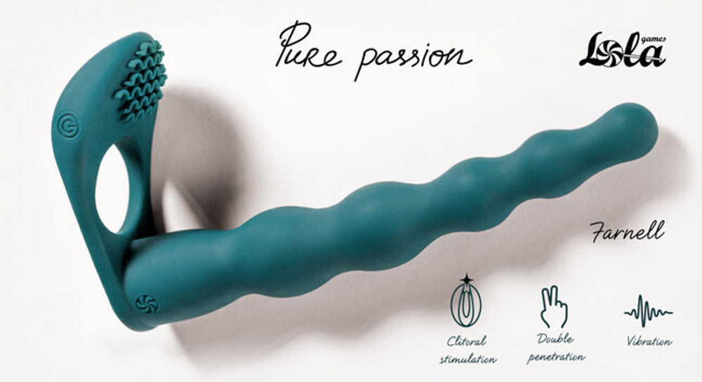 Вибронасадка для двойного проникновения Pure Passion Farnell Green (Цвет: зеленый)