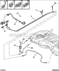 Трубка топливная синяя / трубка питания топливом Citroen C4 / Peugeot 408 / RVLT-1608712880