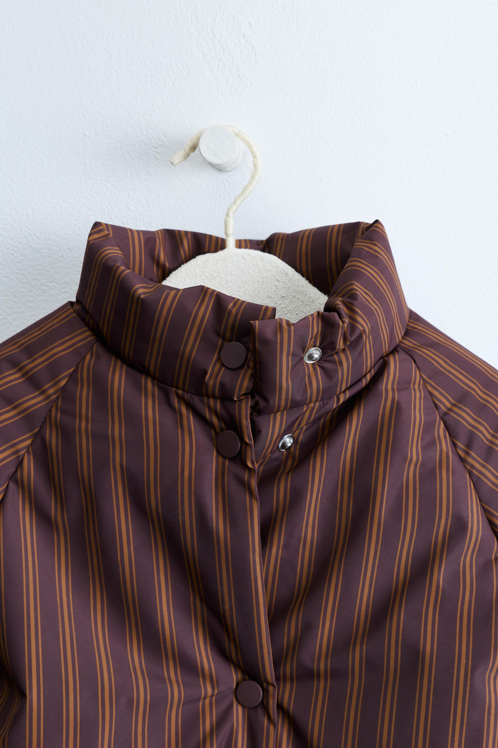 ZARA ZARA TIMELESS — ПОЛОСАТОЕ ПАЛЬТО СО СЪЕМНЫМ КАПЮШОНОМ, КАРАМЕЛЬНЫЙ
