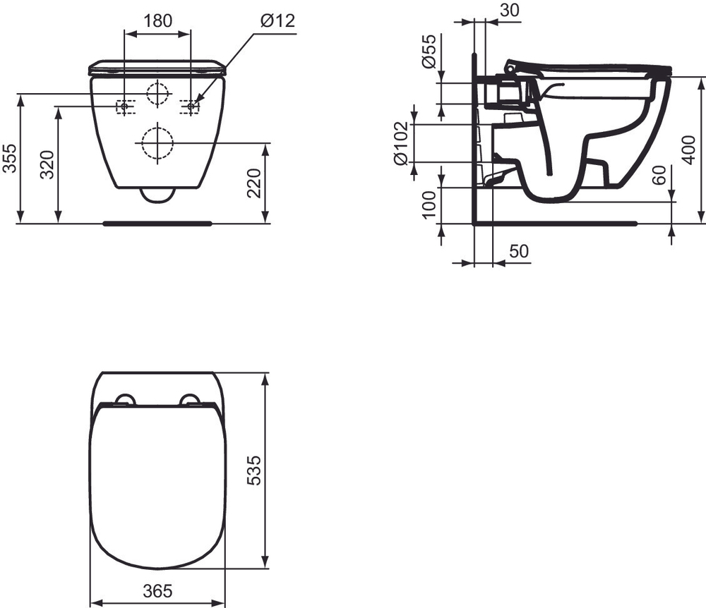 IS T536001 Tesi Унитаз подвесной RimLS + сиденье SoftClose