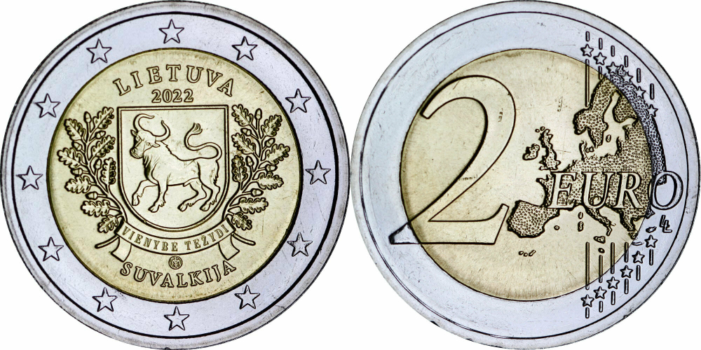 Литва 2 евро, 2022 Литовские этнографические регионы - Сувалкия UNC