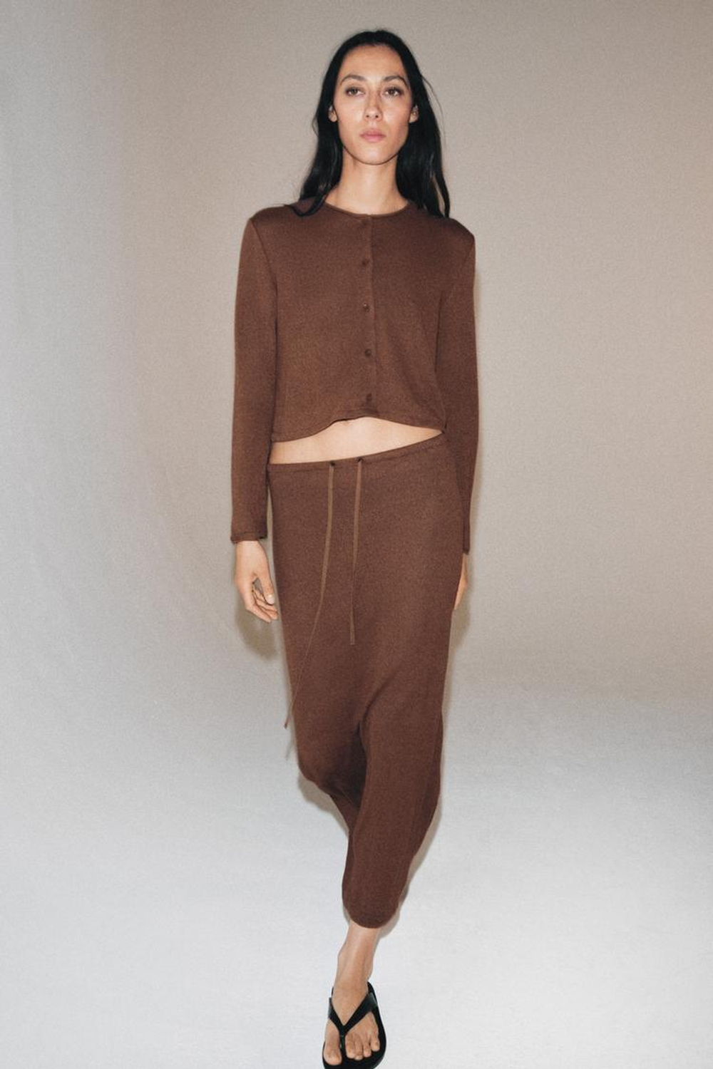 ZARA ДЛИННАЯ ЮБКА ПРЯМОГО КРОЯ, КОРИЧНЕВЫЙ
