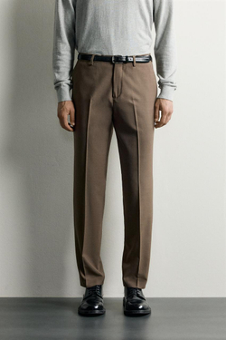 ZARA КОСТЮМНЫЕ БРЮКИ КЛАССИЧЕСКОГО КРОЯ, РЫЖЕВАТО-КОРИЧНЕВЫЙ