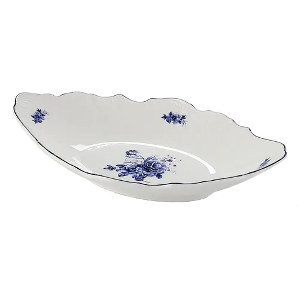 Блюдо овальное 33,7*21 см h6,4 см 800 мл глубокое Crush Blue Flower P.L. Proff Cuisine [1]