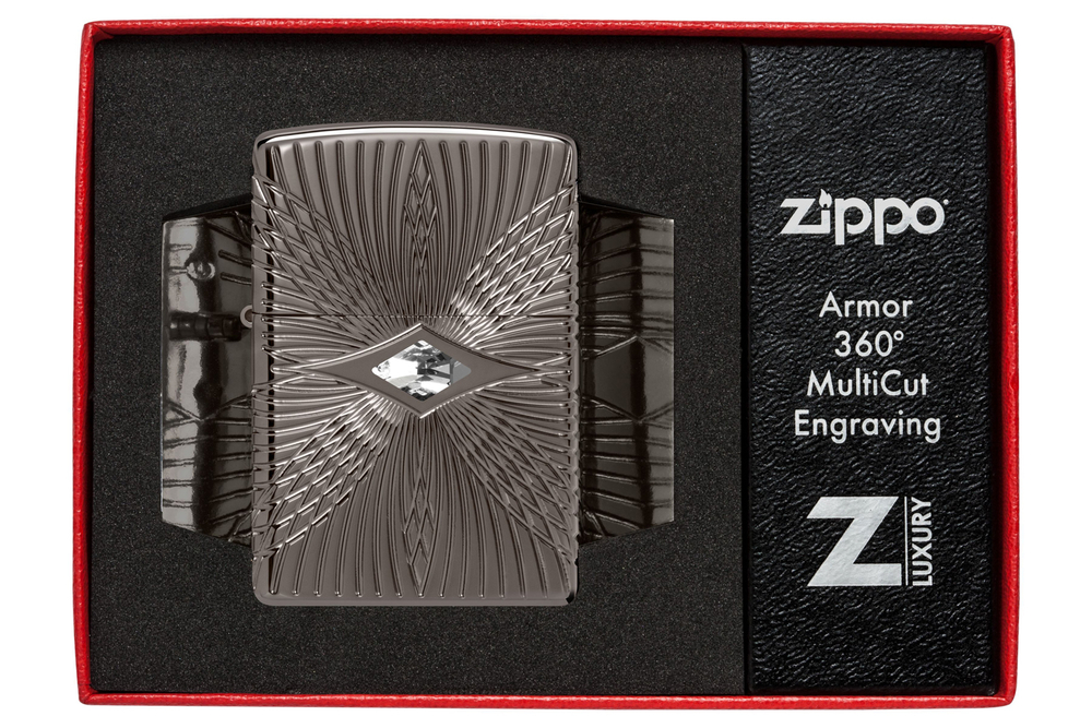 49291 Зажигалка ZIPPO Armor Black Ice, латунь/сталь, чёрная, 38x13x57 мм