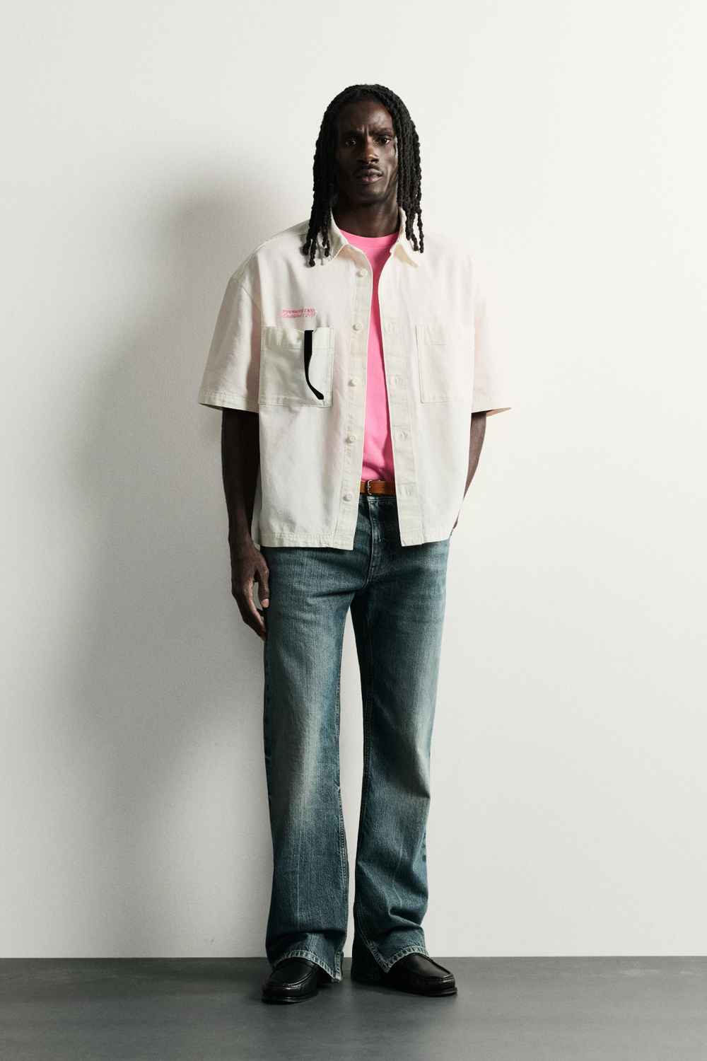 КОМБИНИРОВАННАЯ РУБАШКА RELAXED FIT — ZARA