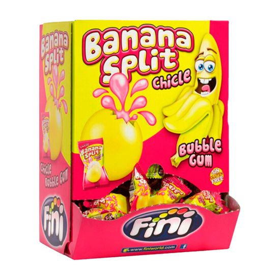 Жевательная резинка Fini Banana Split со вкусом банана и клубники, 5 г (Испания)