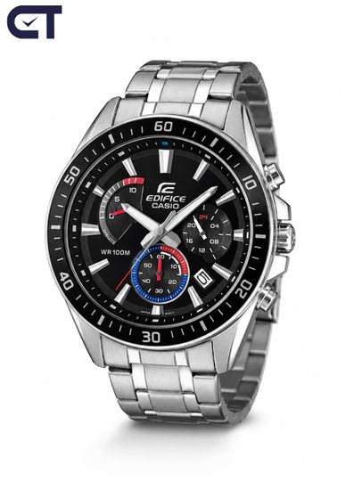 CASIO EFR-552D-1A3VUDF EDIFICE мужские наручные часы — крупный хронограф с ретроградным счётчиком и цветными акцентами