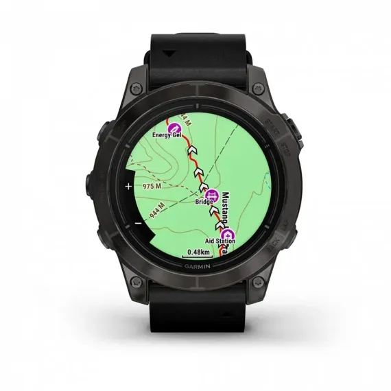 Garmin epix Pro (Gen 2) Sapphire Edition 47 мм, титановый, угольно-серый DLC, черный кожаный ремешок