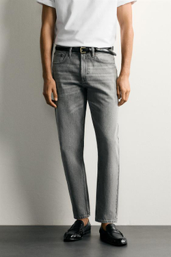 ZARA ДЖИНСЫ SLIM TAPERED, СЕРЫЙ