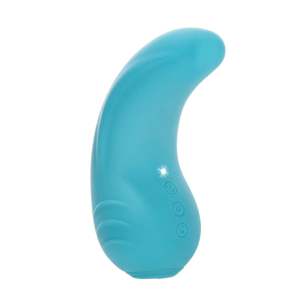 Голубой вибромассажер Mini Tongue - 11,5 см. (Цвет: бирюзовый)