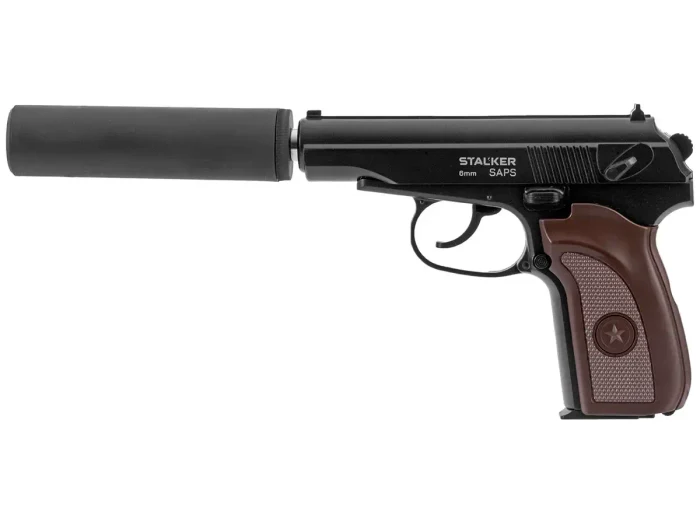 Пистолет пневматический Stalker SAPS Spring (ПМ)+имитатор ПБС, к.6мм (SA-33071PS)