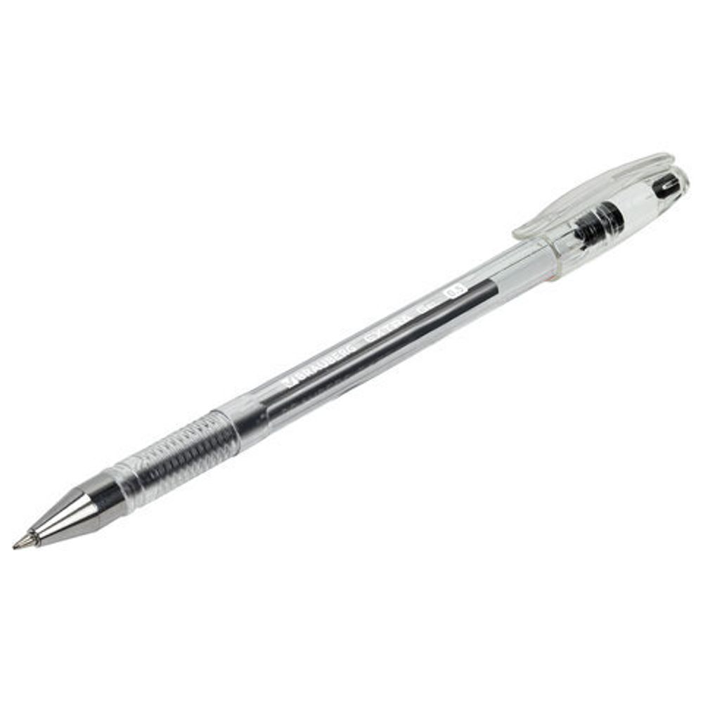 Ручка гелевая BRAUBERG "EXTRA", 1шт, ЧЕРНАЯ, корпус прозрачный, узел 0,5 мм, линия 0,35 мм, 143900