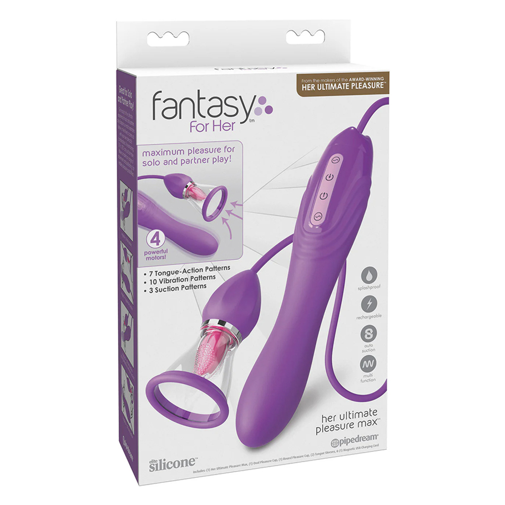 Вибростимулятор с помпой и имитатором языка PipeDream Fantasy for Her Ultimate Pleasure Max Dual Oral Sex Simulator with Hose & G-Spot Vibrator Purple 496812