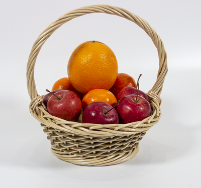 Корзина круглая подарочная для цветов, фруктов, арт. ND220GRW, диаметр 23 см, высота борта 10 см, высота с ручкой 26 см