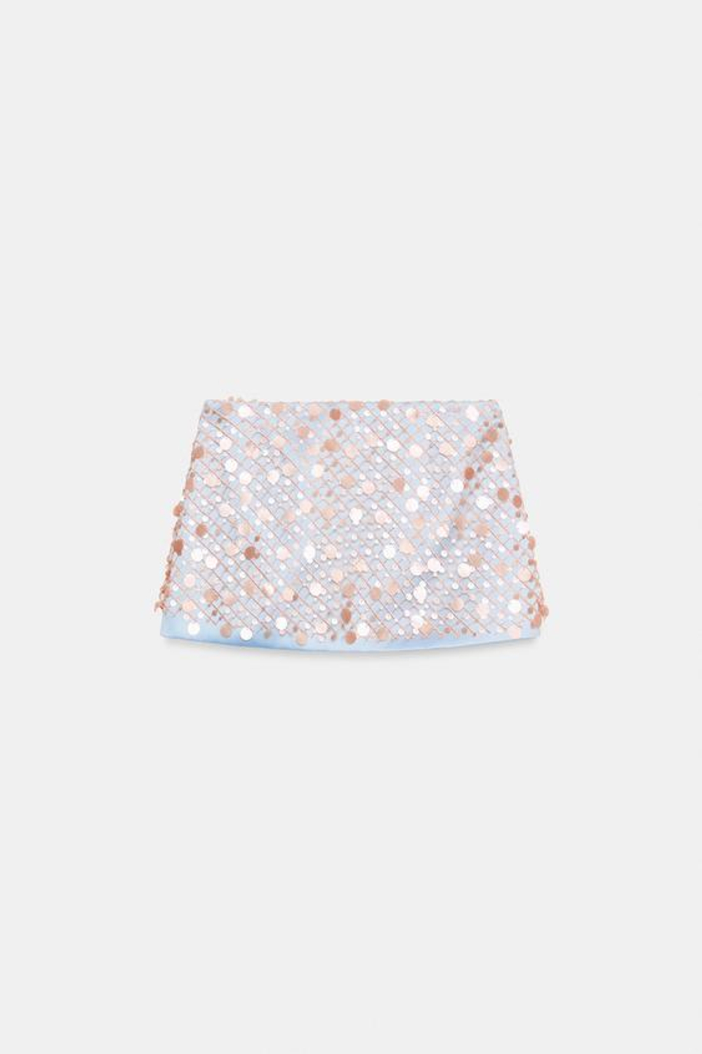 ZARA МИНИ-ЮБКА С ПАЙЕТКАМИ, ГОЛУБОЙ