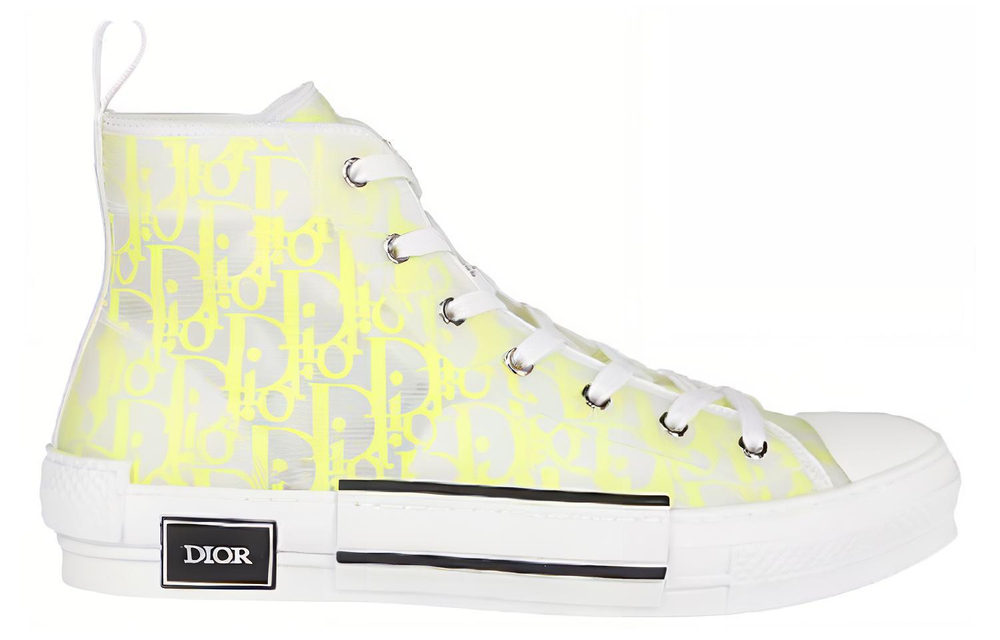 DIOR B23 High Top White Yellow Oblique