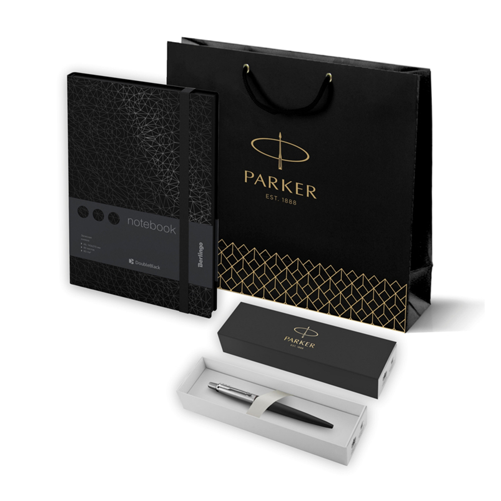 Подарочный набор: Шариковая ручка Parker Jotter + ежедневник, черный