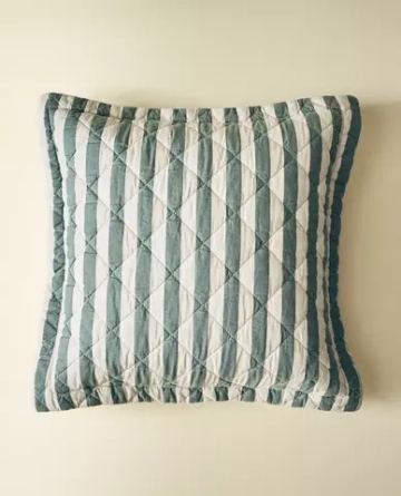 ZARA HOME ДЕТСКАЯ НАВОЛОЧКА В ПОЛОСКУ, ЗЕЛЕНЫЙ