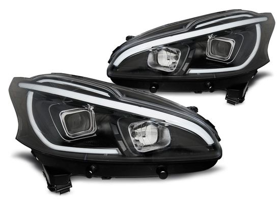 Передние фары TUBE LIGHT BLACK для Peugeot 208