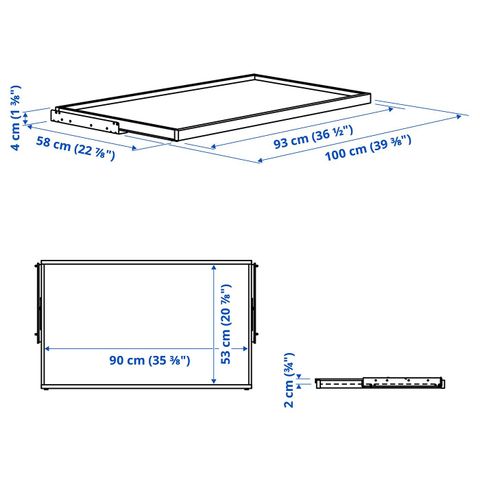 Полка выдвижная IKEA KOMPLEMENT (КОМПЛЕМЕНТ), Белый, 100x58 см