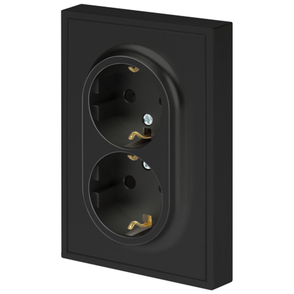 Розетка ЭРА Galaxy 15-2104-05 с заземлением двойная 2X2P+E Schuko 16А-250В IP20 антрацит | Эра Galaxy