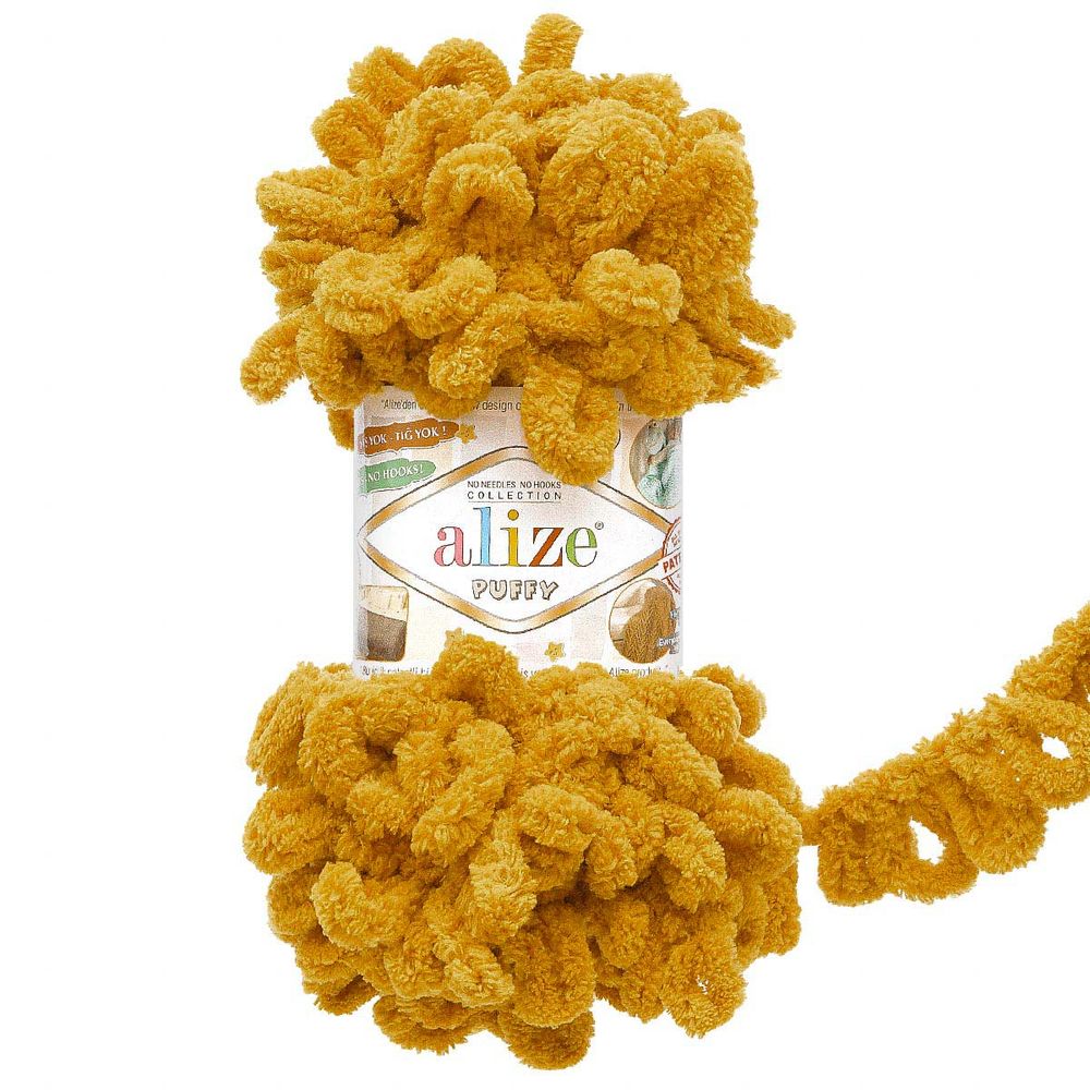 Пряжа Alize (Ализе) Puffy / уп.5 мот. по 100 г, 9м, 002 желтый A