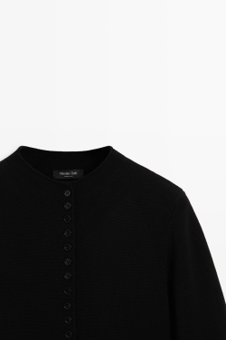 Massimo Dutti Кардиган из трикотажа с пуговицами, черный