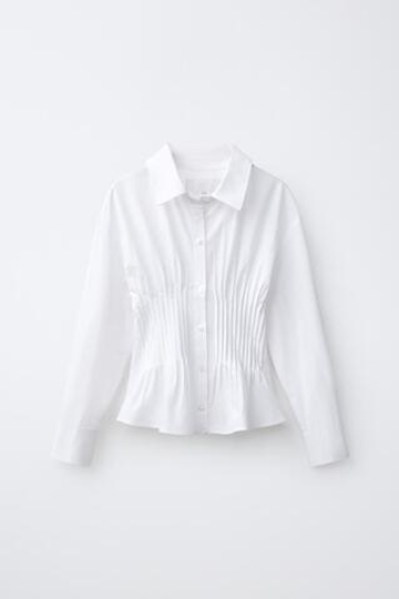 ZARA РУБАШКА С КУЛИСКАМИ В ПОЛОСКУ, БЕЛЫЙ
