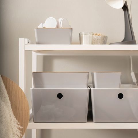Контейнер IKEA KUGGIS (КУГГИС), Пластик, Светло-серый, 13x18x8 см