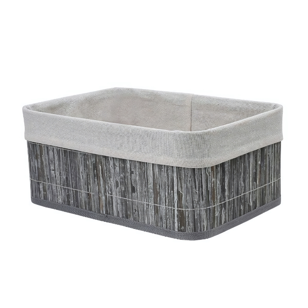 Корзина стеллажная "Бамбук", Д330 Ш230 В140, пепельный, белый