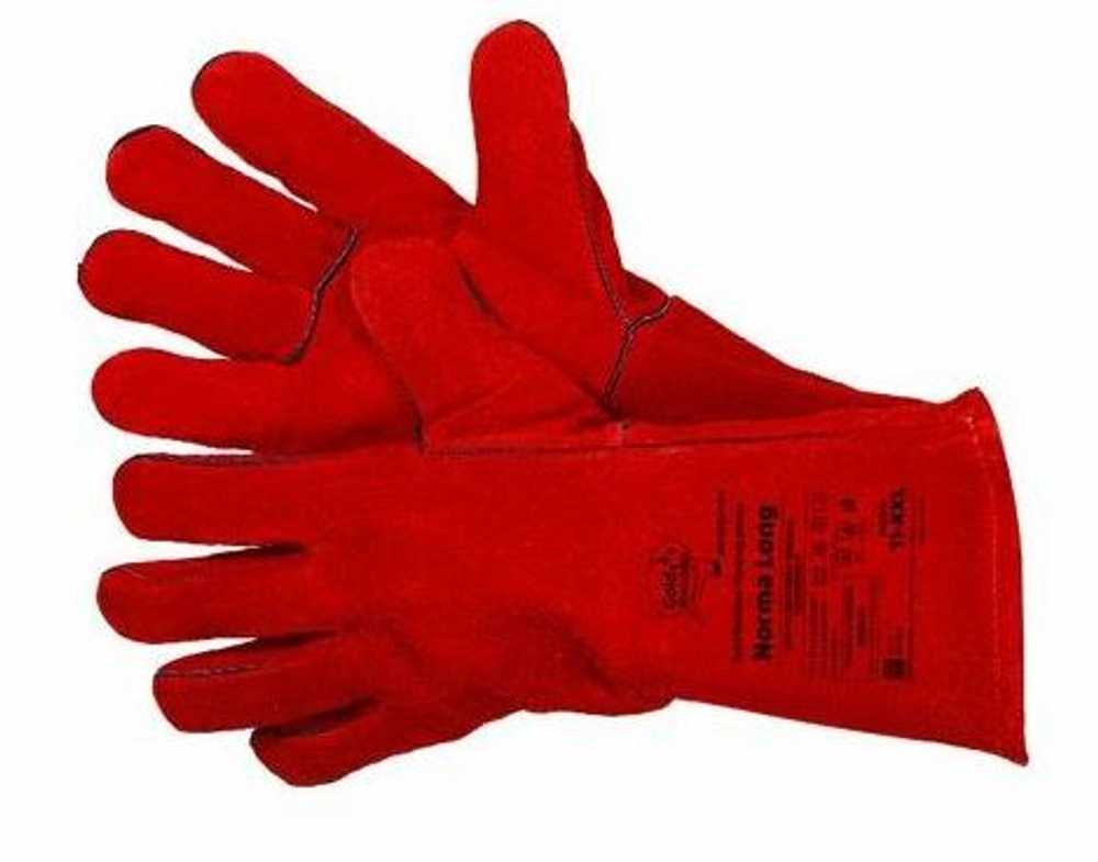 Краги спилковые красные длинные Cowsplit Leather Welding Gloves р.11 (XXL) Norma Long