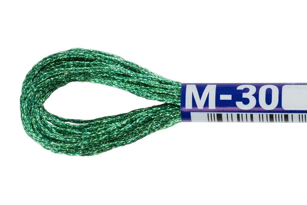 Мулине Gamma металлик, цв.М-30 зеленый, 12 мотков по 8 метров