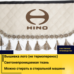 Ламбрекен HINO (экокожа, бежевый, бежевые кисточки) 230см