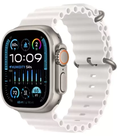 Apple Watch Ultra 2, 49 мм, корпус из титана, ремешок Ocean белого цвета