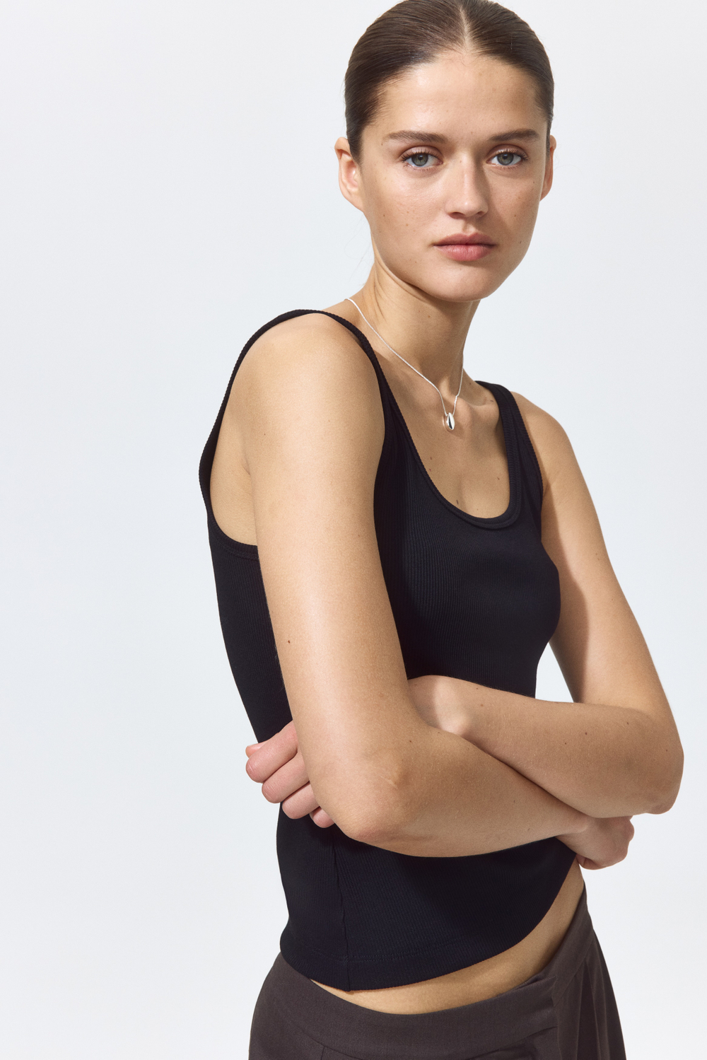 Топ без рукавов в рубчик - H&M