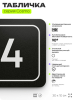 Таблички с номером кабинета "Кабинет №4", для офиса, 30 х 10 см, серия COSMO 3010, черная, Айдентика Технолоджи