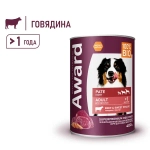 Влажный корм AWARD для взрослых собак паштет из говядины с бататом 400г - 12 шт