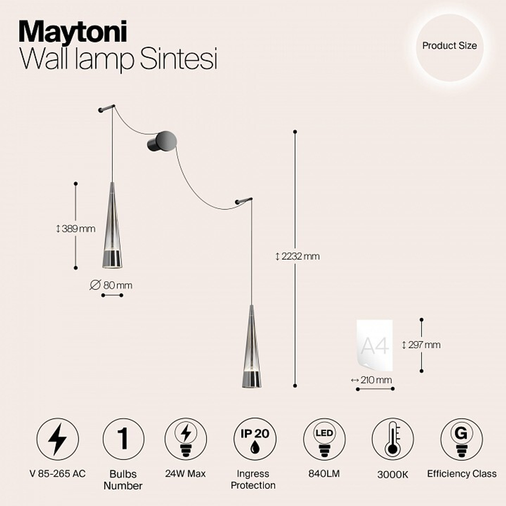 Бра Maytoni Sintesi P090WL-L24CH3K